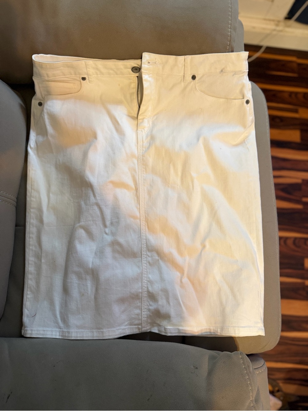 Lands' End White Denim Pencil Skirt